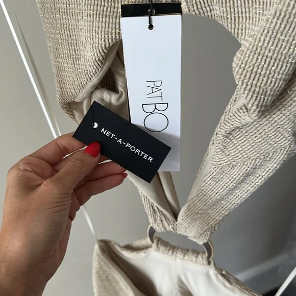 PATBO
Cutout Metallic Knit Fringe-trim Midi Dress In Clay - Picture 6 of 7